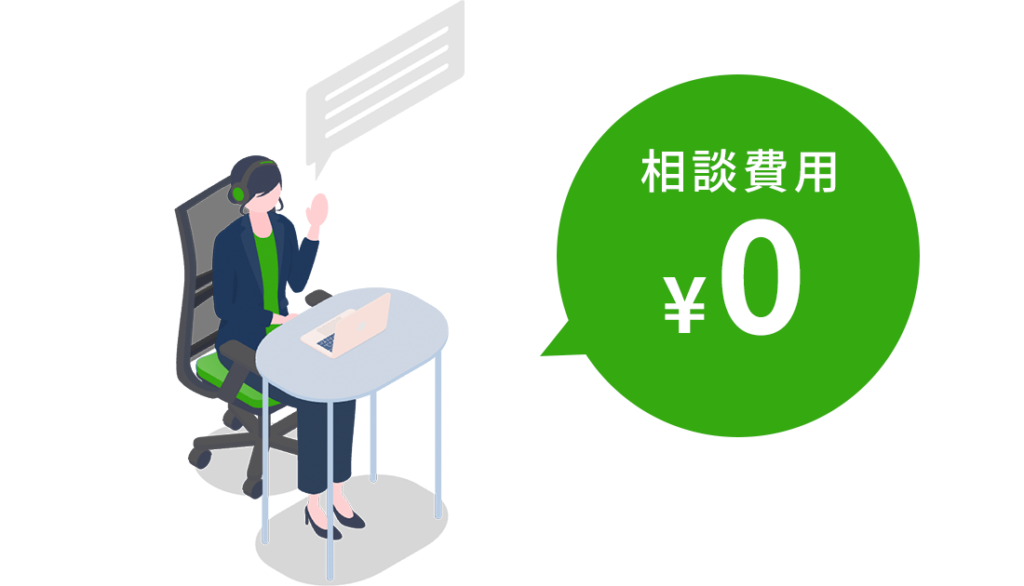 プロケアDXの相談費用が０円だと指している様子