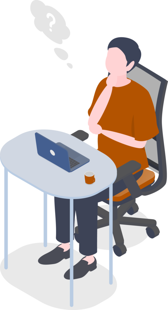 書類作業に悩んでいる様子