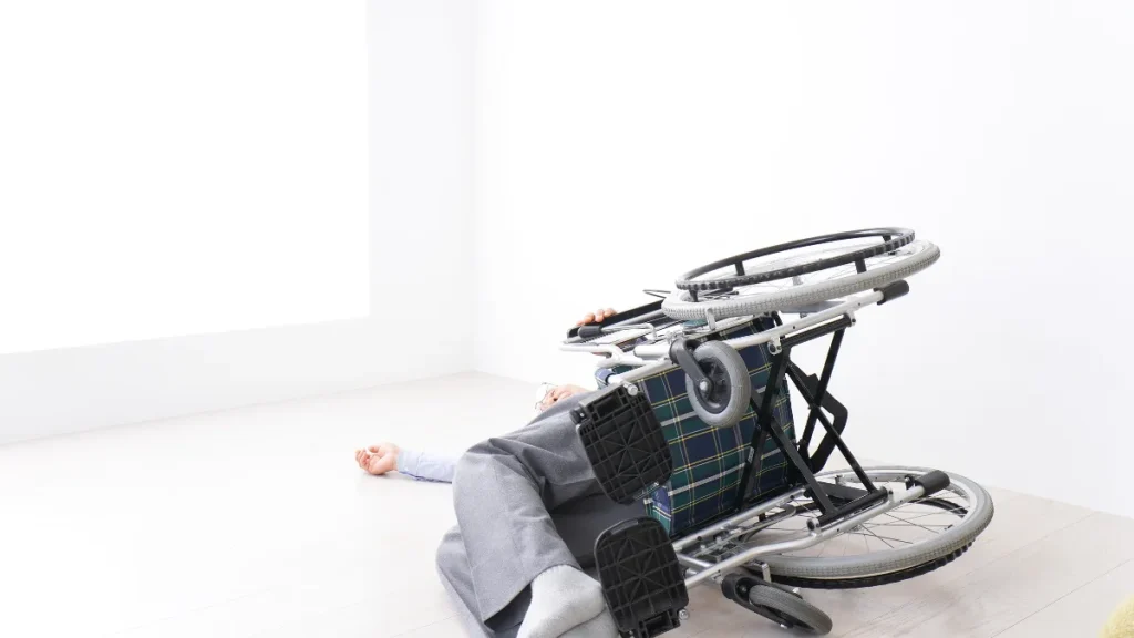 車椅子移乗の転倒イメージ
