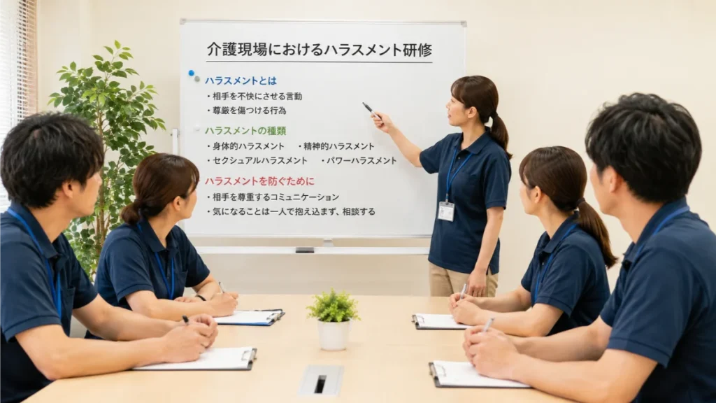 介護ハラスメントの研修イメージ
